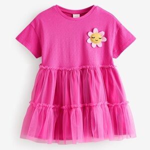 Next Bright Pink Flower Character Tulle Dress NWT